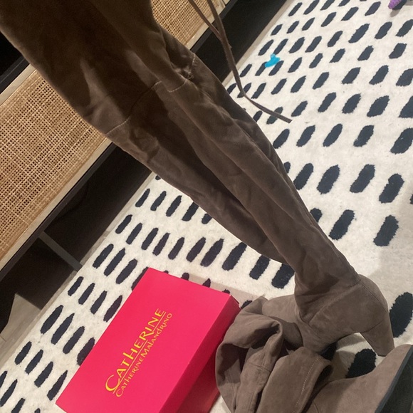 Catherine Malandrino Tie-Back Over the Knee Boots Taupe - Picture 7 of 12
